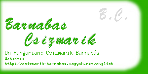 barnabas csizmarik business card